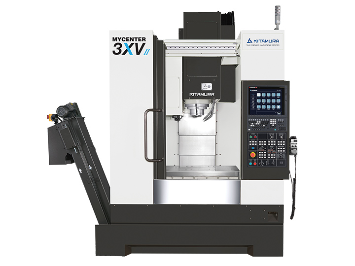 Kitamura Mycenter 3XVII CNC machine with an enclosed workspace and control panel.