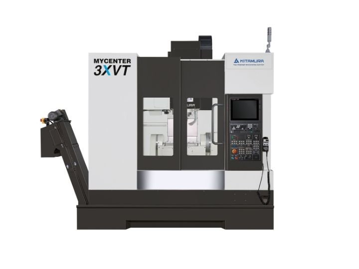 Kitamura Mycenter 3XVT CNC machine with an enclosed workspace and control panel.