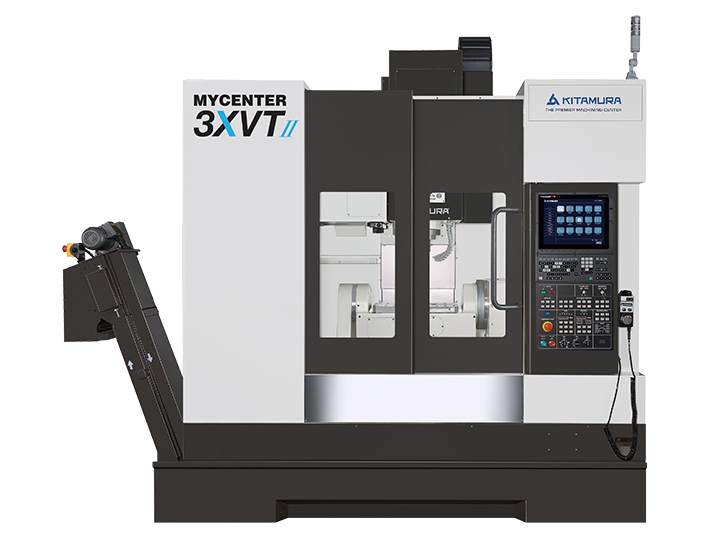 Kitamura Mycenter 3XVT CNC machine with an enclosed workspace and control panel.
